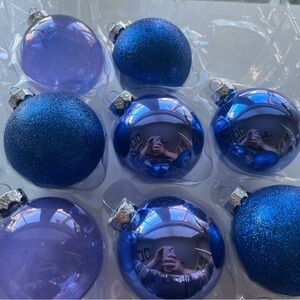 Target handcrafted blue glass Christmas ornament set of 8